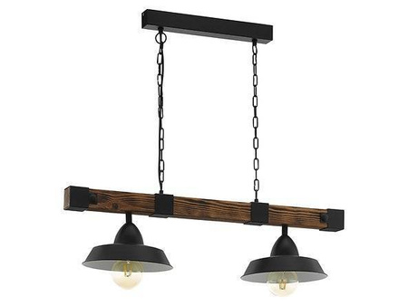 Lampa wisząca OLDBURY E27x2 czarna/drewniana (49684 - Eglo) - żyrandol