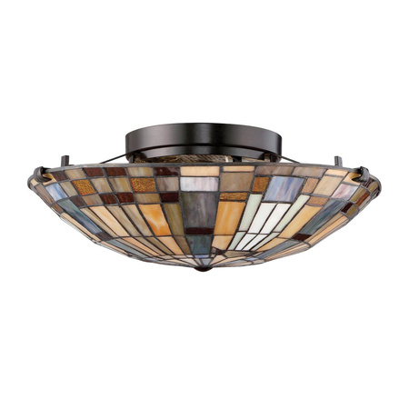 Lampa w stylu Tiffany - Plafon Inglenook Valiant brąz (QZ-INGLENOOK-F-SMALL) - Elstead Lighting