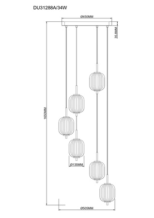 AKARI LAMPA WISZĄCA ZŁOTA/GOLD (DU31288A/34W) - Zuma Line