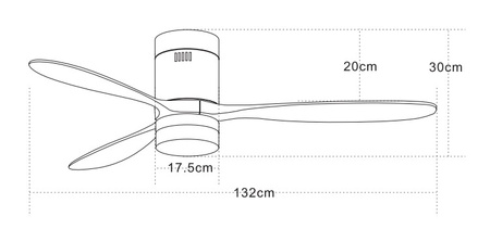 Wentylator sufitowy czarny z wiatrakami wiśniowymi LED 15W (19144 Zambelis) - Zambelis