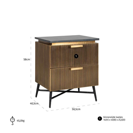 RICHMOND szafka nocna IRONVILLE -         marmur, metal, MDF, sklejka brzozowa (7572) - Richmond Interiors