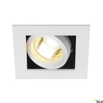 KADUX 1, lampa wpuszczana, jednopunktowa, QPAR51, kwadratowa, biała matowa, maks. 50W, ze sprężynami zaciskowymi (115511) - SLV