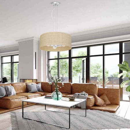Lampa wisząca MARSHALL WHITE / RATTAN 3xE27 (MLP7490) - Milagro