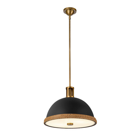 Pojedyncza lampa nad stół Doral Matowa czerń, vintage mosiądz (QN-DORAL-P-M-BK) - Quintiesse
