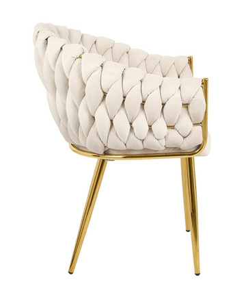 Krzesło TRESSE beżowe - welur, podstawa złota (KH150110019) - King Home