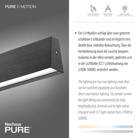 PURE E-MOTION LAMPA WISZĄCA SZARY (2570-15) - Paul Neuhaus