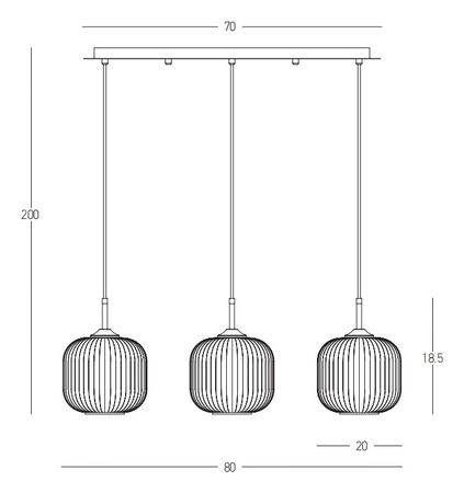 PENDANT LIGHT 3XE27 MAX40W GLASS CLEAR-SMOKE-CHAMPAGNE (22074 Zambelis) - Zambelis