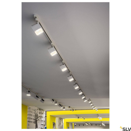 EURO CUBE, spot do szyny wysokonapięciowej 3-fazowej, LED, 4000K, kolor biały, 60°, z adapterem 3-fazowym (152781) - SLV