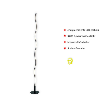 WAVE LAMPA PODŁOGOWA CZARNY (15168-18) - Paul Neuhaus