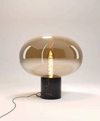 Lampa stołowa MOONSTONE czarny marmur + szkło bursztynowe (T0058) - MAXLIGHT