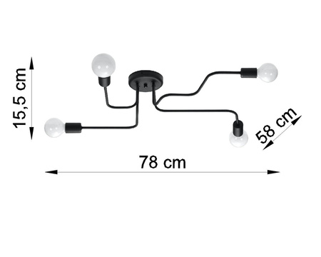 Żyrandol VECTOR 4 czarny (SL.1446) - Sollux Lighting