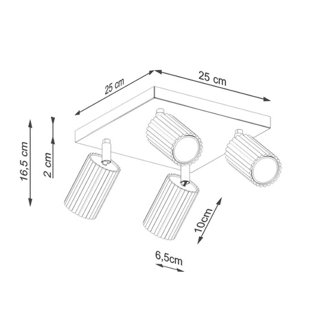 Plafon KARBON 4 czarny (SL.1583) - Sollux Lighting