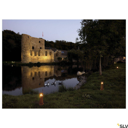 RUSTY 40, lampa podłogowa outdoor, TC-DSE, IP55, okrągła, zardzewiałe żelazo, Ø/W 19/40 cm, maks. 11W (229020) - SLV