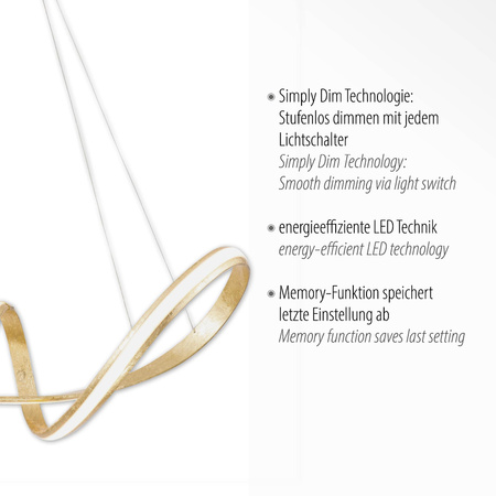 MELINDA LAMPA WISZĄCA ZŁOTY (8292-12) - Paul Neuhaus