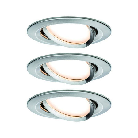 Zestaw Oprawa wbudowana Nova Coin LED 3-st ściemnianie ruchoma 3x6,5W 2700K 230V Żelazo Szczotkowane/Aluminium (PL93483) - PAULMANN