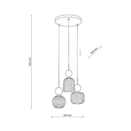 SOPHIA GREEN COGNAC LAMPA WISZĄCA 3XE14 (11148) - TK Lighting