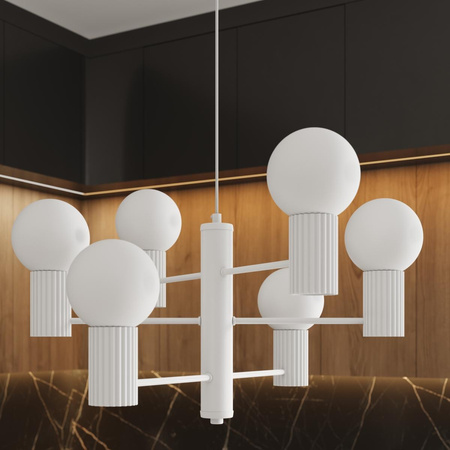 Żyrandol sześcioramienny HALO 6 biały (SL.1829) - Sollux Lighting