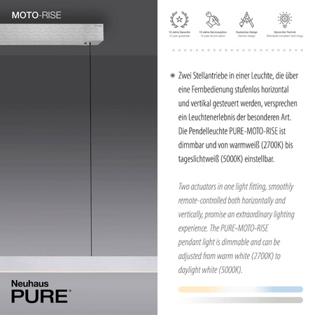 Lampa z płynną regulacją wysokości i szerokości PURE-MOTO-RISE ALUMINIUM (2545-95) - Paul Neuhaus