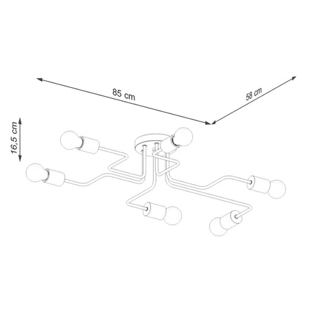 Żyrandol TIMBO 6 czarny (SL.1670) - Sollux Lighting