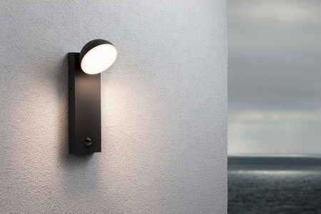 Oprawa elewacyjna PUKA LED 8.5W 460lm 3000K IP44 czujnik ruchu+zmierzchu odporna na wodę morską 230V antracyt aluminium (PL94739) - PAULMANN