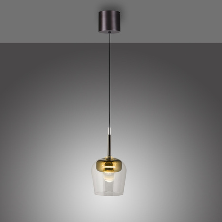 Lampa wisząca na pilota i aplikację, z płynną regulacją wysokości Q-KON ZŁOTY (2741-12) - Paul Neuhaus