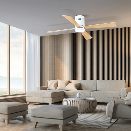 CEILING FAN WHITE MAT MAPLE WOOD-WHITE 15W LED (19137 Zambelis) - Zambelis