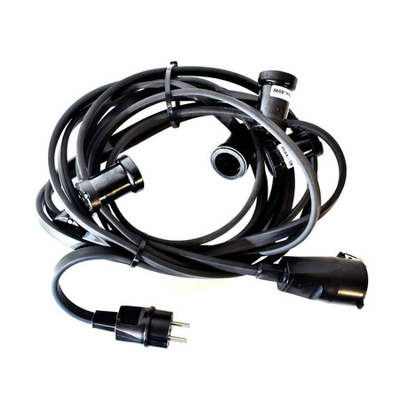 GIRLANDA PROFESJONALNA IP44 CZARNA 5M + GNIAZDO (EKO1571) - Eko-Light