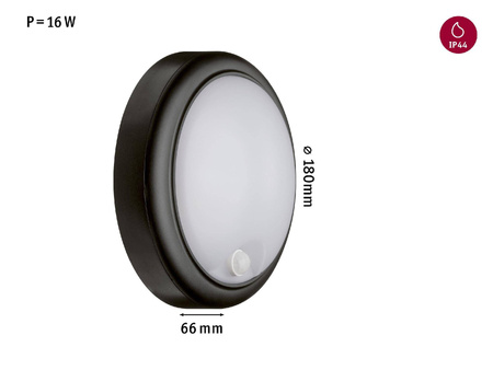 Oprawa elewacyjna IKOSEA LED 4.4W 350lm czujnik ruchu 3000K 230V antracyt / tworzywo sztuczne (PL94187) - PAULMANN