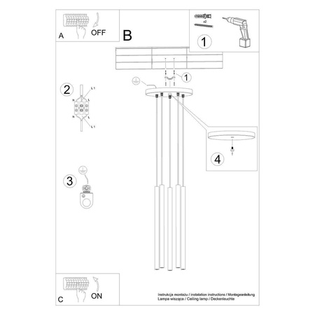 Lampa wisząca PASTELO 5P czarna (SL.1176) - Sollux Lighting