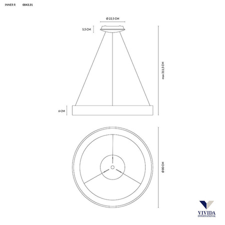 Lampa Wisząca INNER R Ø 80, Kol. Biały (0043.31.BI) - Vivida