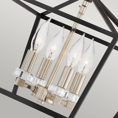 Lampa wisząca/ Półplafon Stinson - 4 źródła światła - Czarna/ Polerowany nikiel (QN-STINSON-4P-M-BK) - Quintiesse