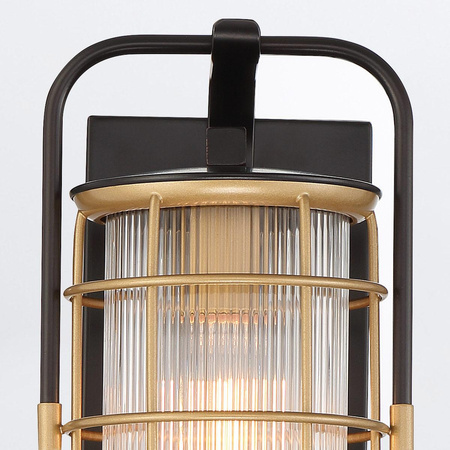 Mała latarnia naścienna Rivamar - 1 źródło światła - Brązowo-złota (QN-RIVAMAR-S-BLK-GD) - Quintiesse