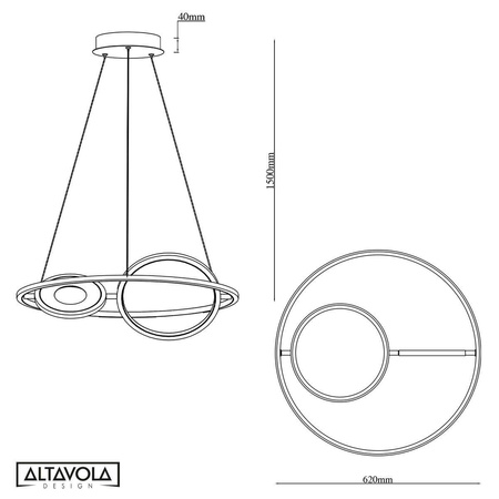 Ledowa lampa wisząca  Seppia No.2  Altavola Design  (LA115/P_62_1+2_3k_black_gold) - ALTAVOLA DESIGN