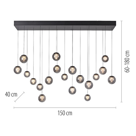 Wisząca lampa na pilota, z regulacją światła i wysokości PURE POPUP SZARA (2589-15) - Paul Neuhaus