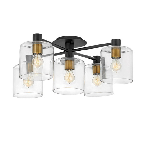 Lampa sufitowa Axel - Czarny/ Stary mosiądz (QN-AXEL5-BK) - Quintiesse