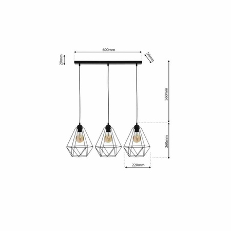 Lampa wisząca BASKET BLACK 3xE27 (MLP7215) - Milagro