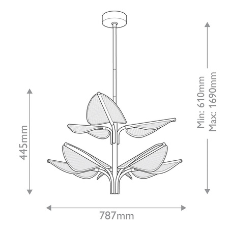 Duża lampa wisząca LED Floriana - Naturalny mosiądz (QN-FLORIANA-8P-L-NBR) - Quintiesse