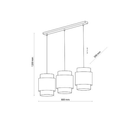 Lampa wisząca BOHO czarna 3 PŁ LISTWA (6541) - TK Lighting