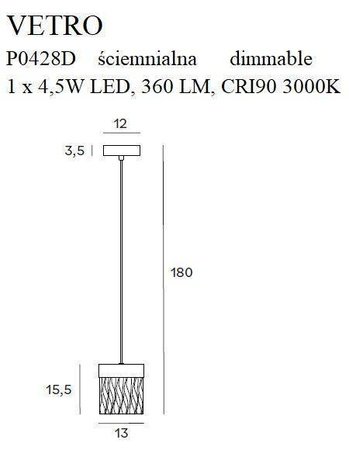 Lampa wisząca VETRO (P0428D) - Maxlight