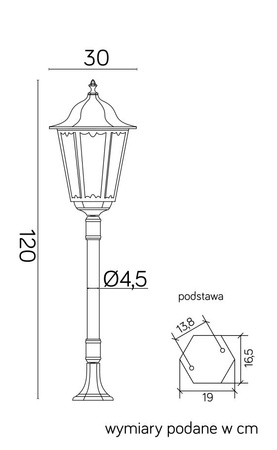 Lampa stojąca zewnętrzna Retro Maxi K 50022 BD 45 (K 5002/2/BD 45) - SU-MA