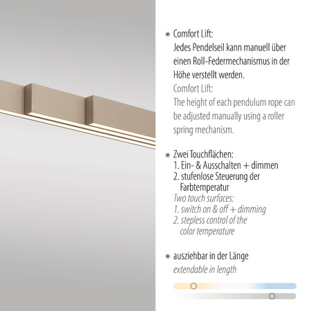 Rozsuwana i regulowana lampa wisząca ADRIANA COMFORT LIFT MOSIĄDZ (2598-97) - Paul Neuhaus