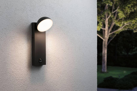Oprawa elewacyjna PUKA LED 8.5W 460lm 3000K IP44 czujnik ruchu+zmierzchu odporna na wodę morską 230V antracyt aluminium (PL94739) - PAULMANN