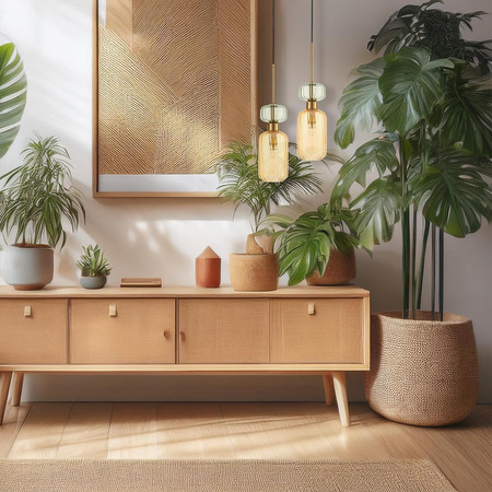 Szklana lampa wisząca MOLLY AMBER 1xE14 (ML1823) - Milagro