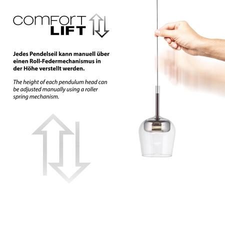 Lampa wisząca na pilota i aplikację, z płynną regulacją wysokości Q-KON SREBRNY (2741-21) - Paul Neuhaus