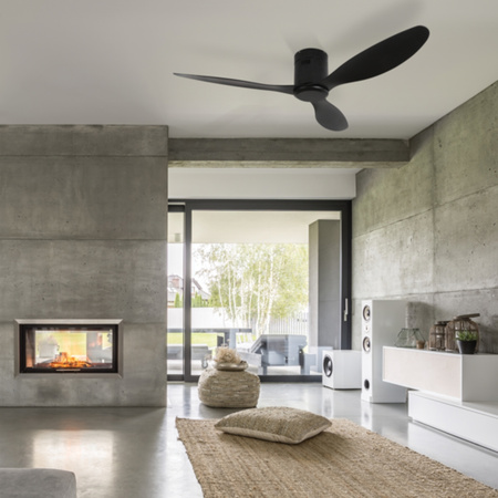 FAN CEILING 40W  MATT BLACK  BLADES REMOTE CONTROL TUYA WIFI INCLUDED (20257 Zambelis) - Zambelis