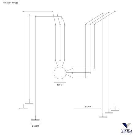 Lampa Wisząca MYSTERY 6 Kol. Czarny 3000K (0073.35.NE) - Vivida
