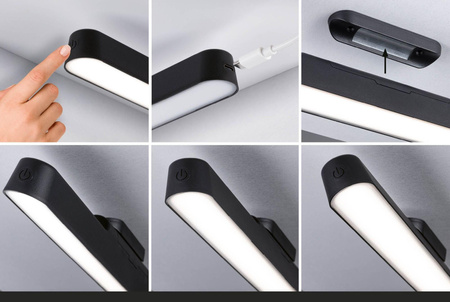 Mobilna lmapa meblowa ATALI LED DIM 2,6W 4000K 240lm USB-C 3.7W czarny / tworzywo sztuczne (PL92267) - PAULMANN