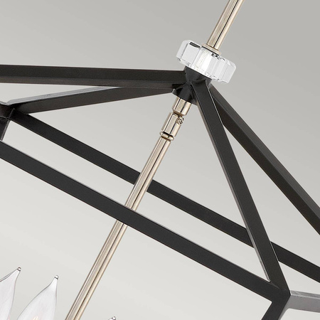 Duża lampa wisząca/ Półplafon Stinson - 4 źródła światła - Czarna/ Polerowany nikiel (QN-STINSON-4P-L-BK) - Quintiesse