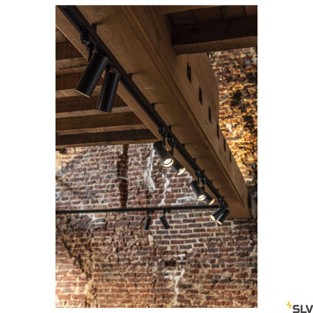 HELIA 50, reflektor do szyny 3-fazowej wysokonapięciowej, LED, 3000K, kolor czarny, 35°, z adapterem 3-fazowym (152960) - SLV