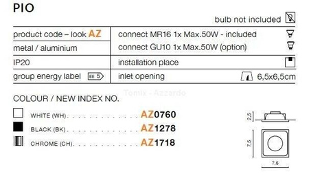 Lampa wpuszczana PIO white (AZ0760 | GM2108-WH) - AZZARDO